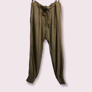 Zara Olive Green Drawstring Pocket Joggers medium